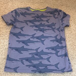 Mini Boden Shark Pattern Tee - Blue